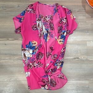 Floral Pink Kimono Cardigan